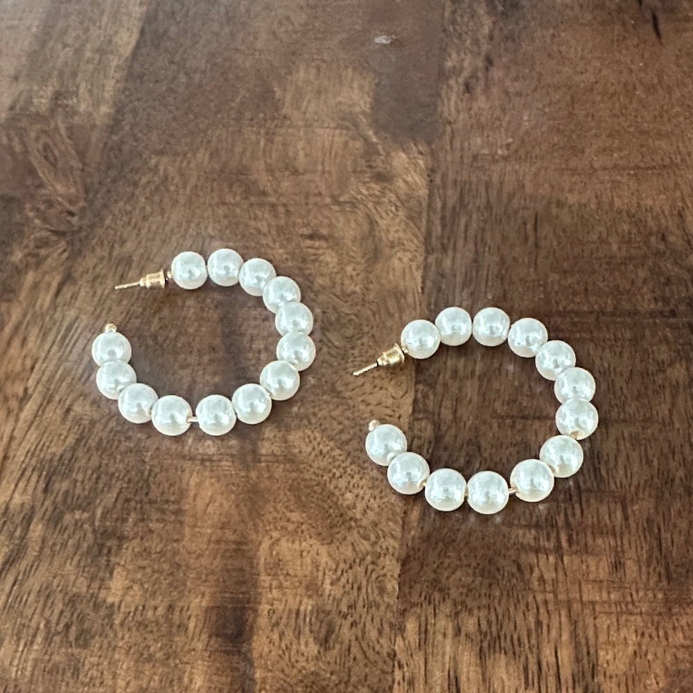 Elegant Pearl Hoop Earrings